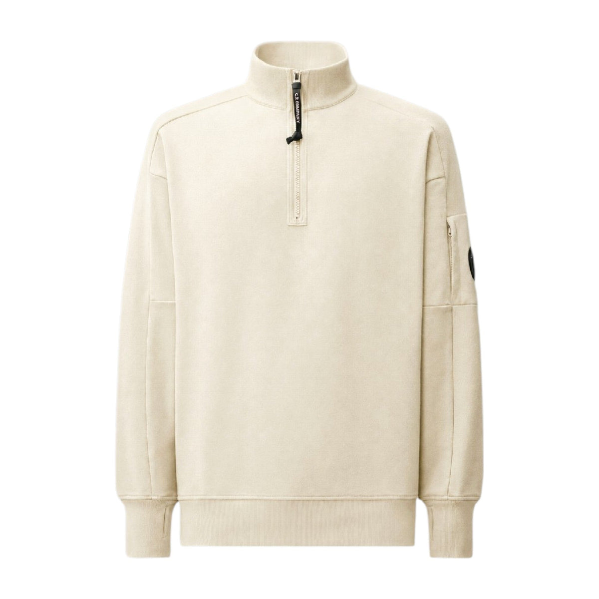 C.P. Company Diagonal Raised Fleece 1/4 Zip Silver Birch Sweatshirt