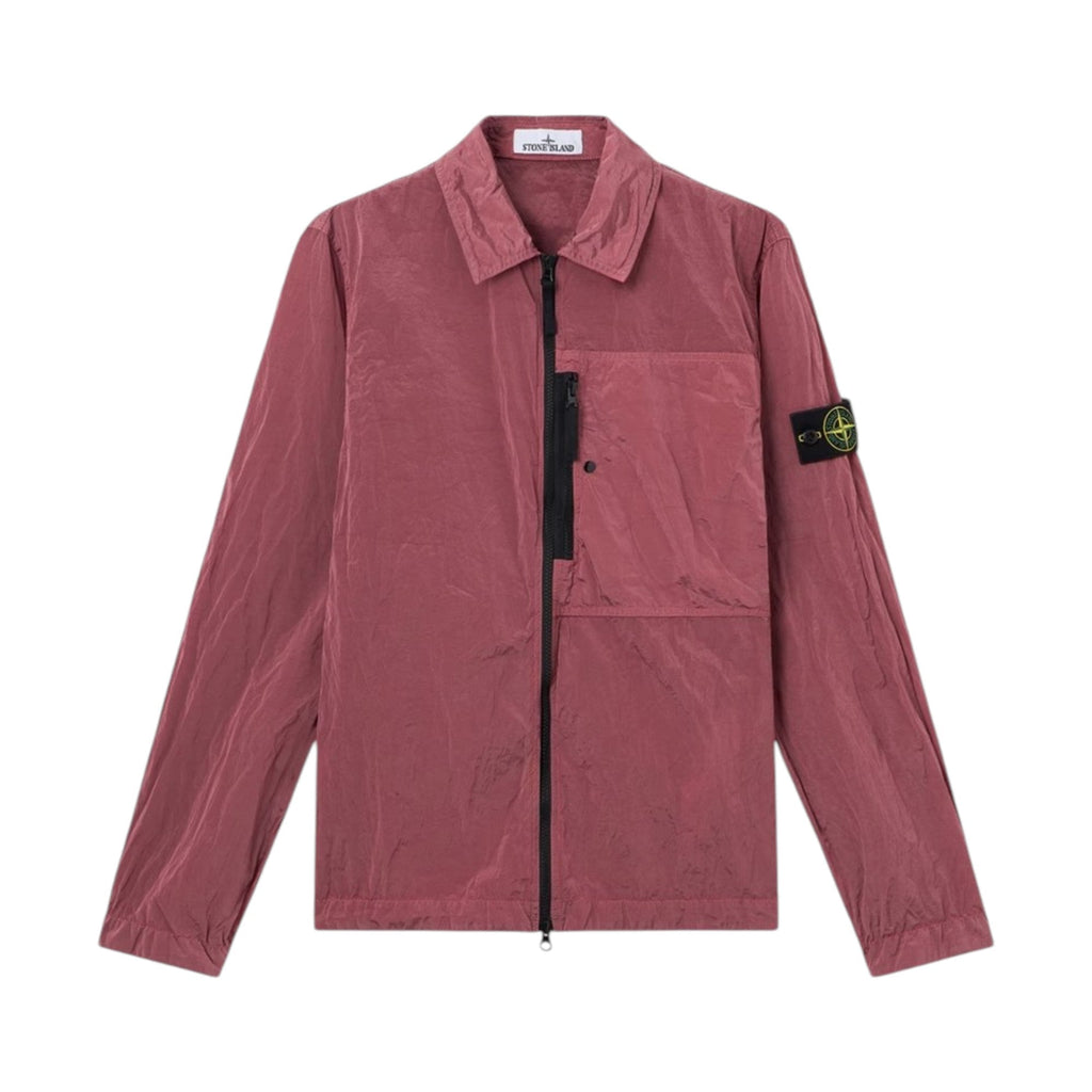 Stone Island Nylon Metal Zip-Up Geranium Pink Overshirt