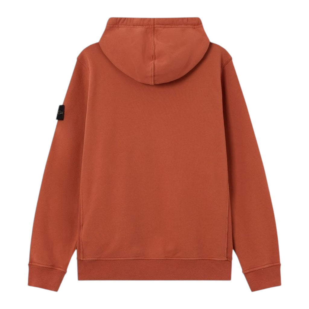 Stone Island Brushed Organic Cotton Brick Red Hoodie